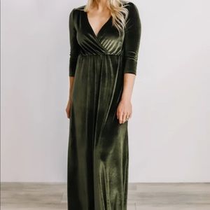 Baltic Born Sofia Olive Green Velvet Dress